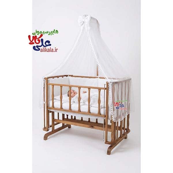 گهواره و تخت کنار مادر چوبی مدل آنجل