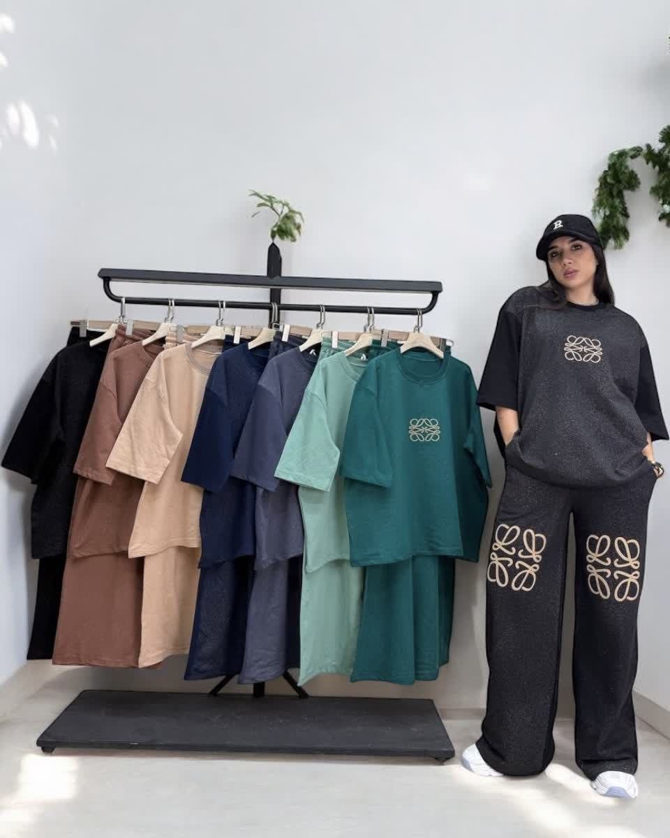 ست تیشرت لانگ و شلوار بگ زنانه ورساچ