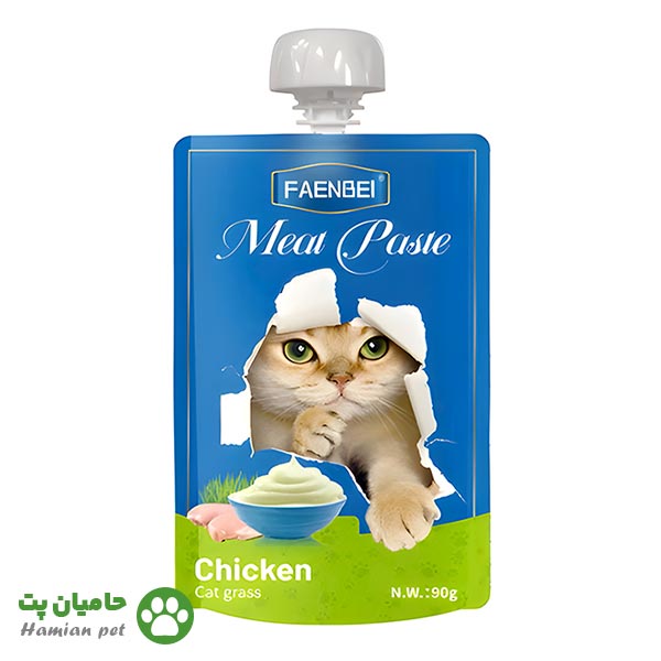 پودینگ گربه فنبی(FAENBEI) طعم مرغ و علف گربه وزن ۹۰ گرم