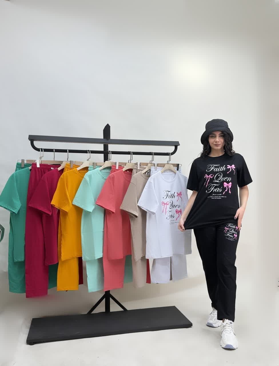 ست تیشرت شلوار زنانه پاپیون