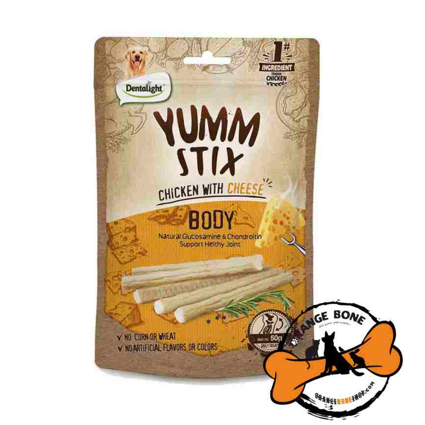 تشویقی سگ Dentalight - Yumm Stix مدل Body طعم مرغ و پنیر (50 گرم)