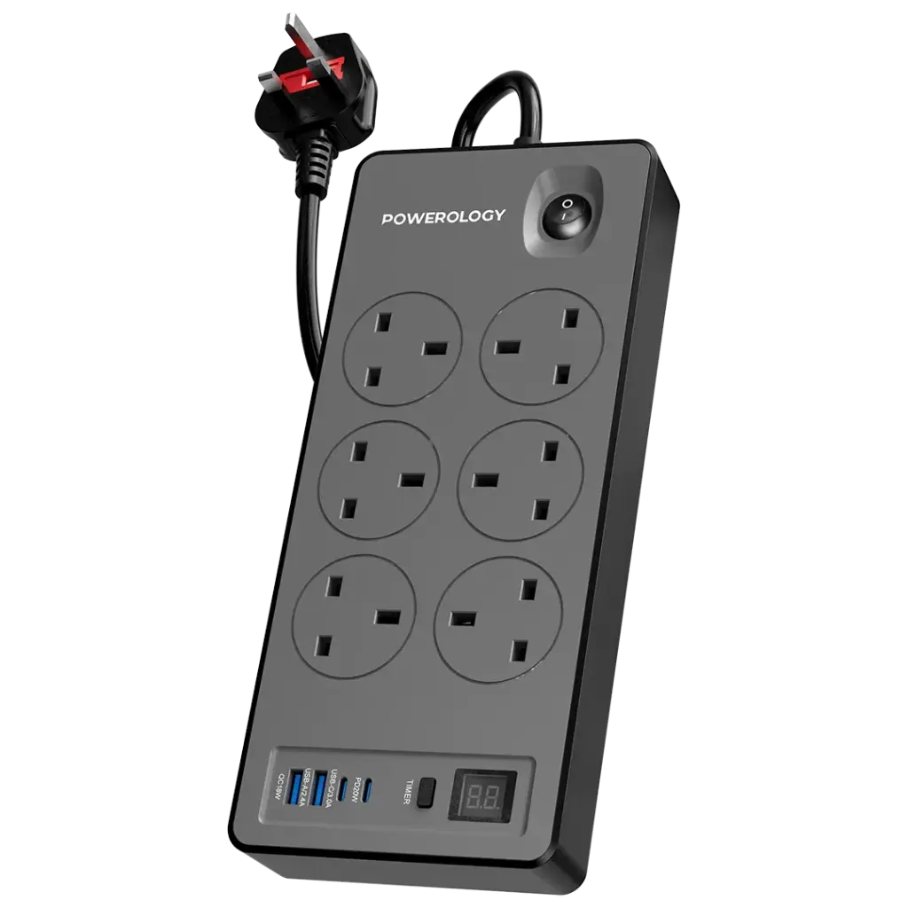 چندراهی برق پاورولوژی Powerology 6AC 2990W PD 20W _مدل PWCUQC046BK