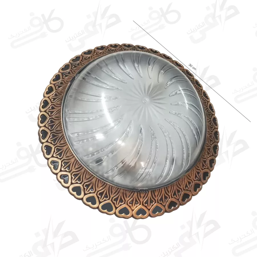 چراغ سقفی دو لامپ طلقی آذرخش طلایی