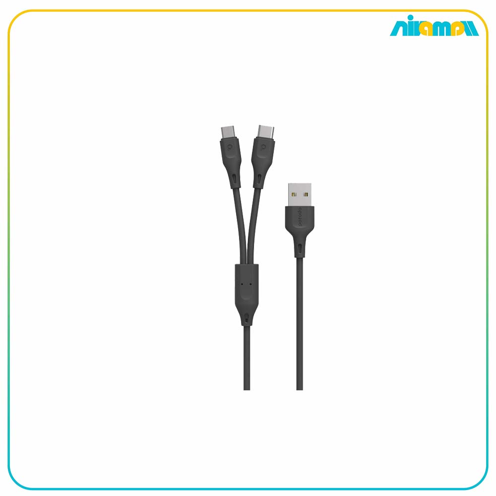 کابل تبدیل 1 به 2 پرودو مدل USB به (Type-C / Micro USB) به طول 1.2M