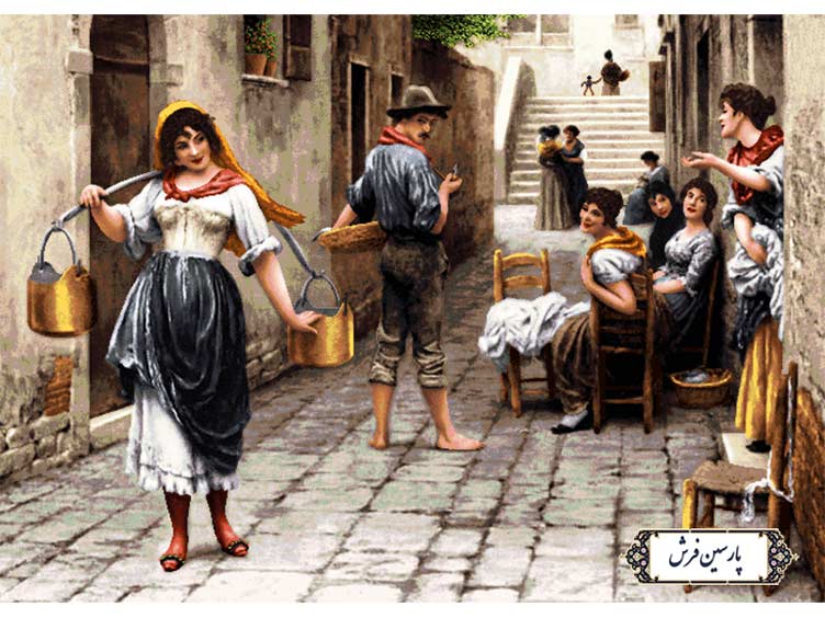 نخ و نقشه تابلو فرش طرح کوی عاشقی - کد NF2183