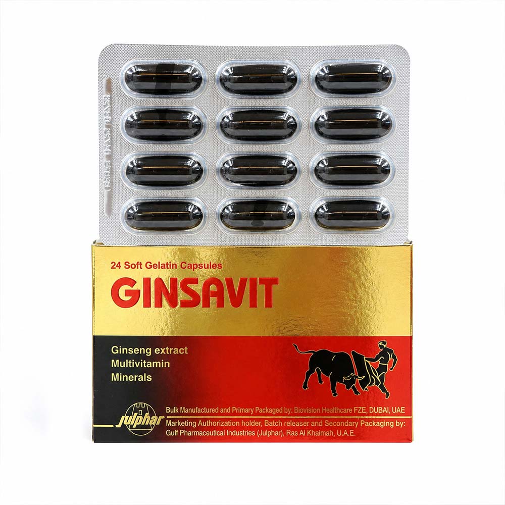 کپسول مولتی ویتامین مینرال و جینسینگ جینساویت جلفار 24 عدد / Julphar Ginsavit
