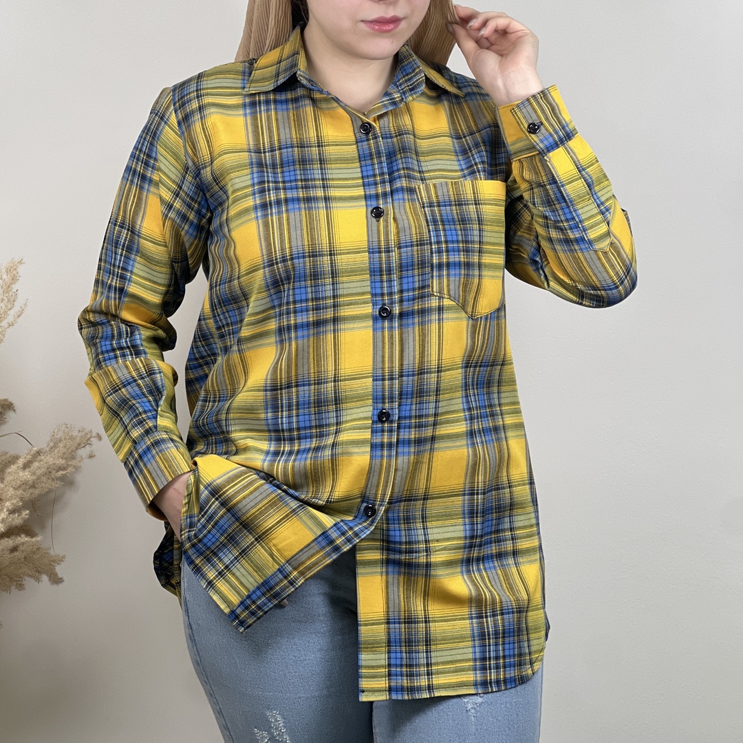 شومیز چهارخونه تک جیب