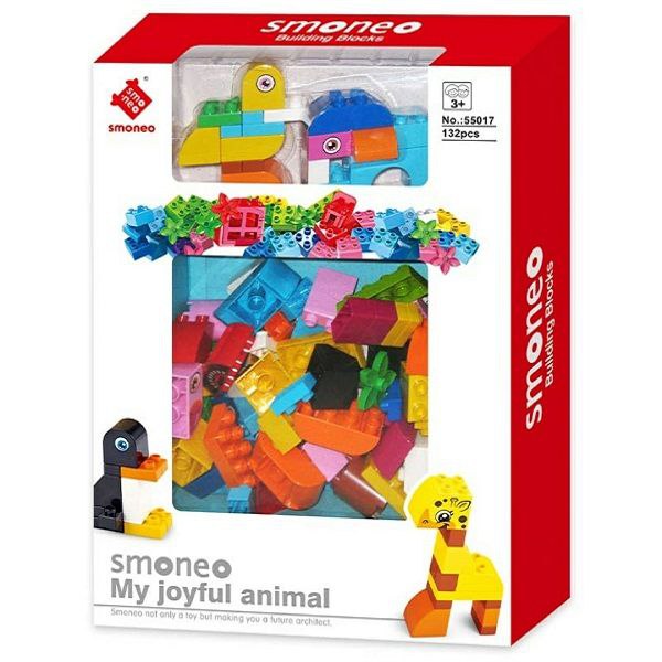 لگو ساختنی کلاسیک حیوانات رنگی Smoneo – بسته ۱۳۲ قطعه ای بزرگ