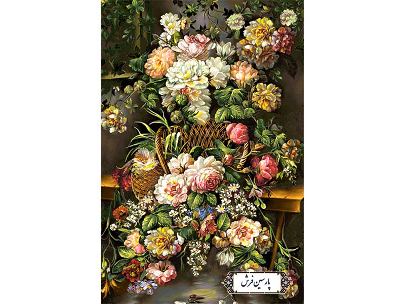 نخ و نقشه تابلو فرش سبد گل ریخته - کد NG1584