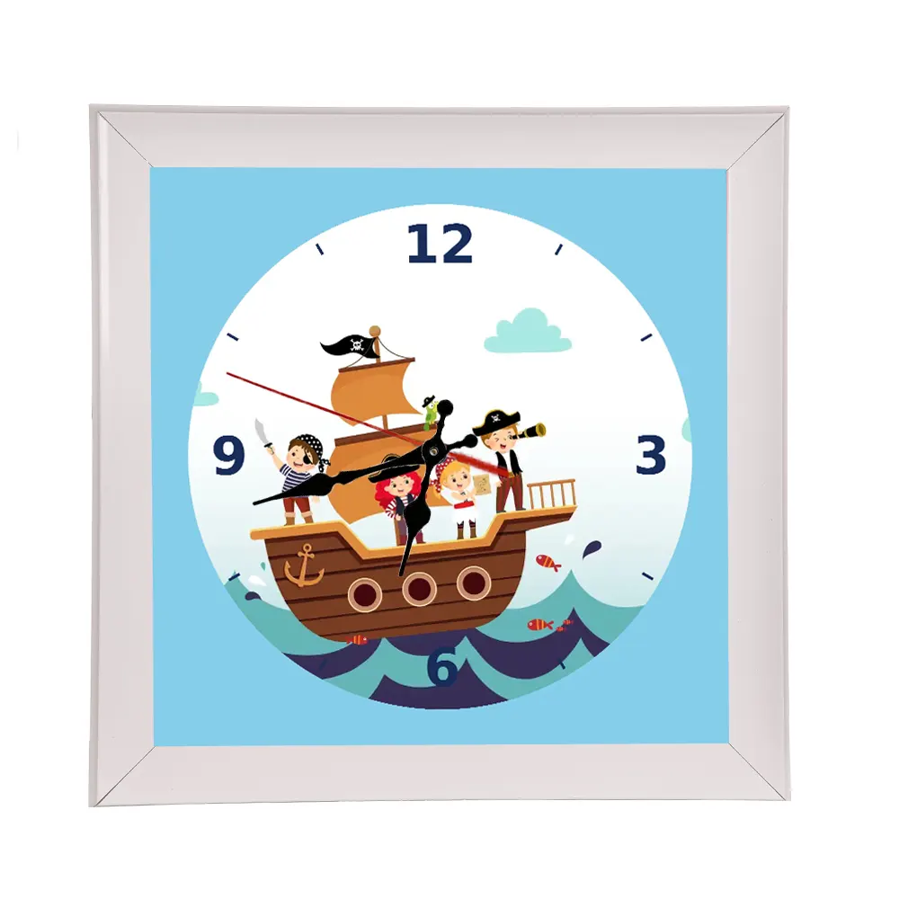 ساعت دیواری کودک مدل کشتی دزدان دریایی کد 14229