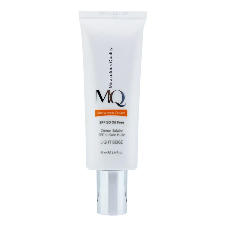 کرم ضد آفتاب فاقد چربی SPF 50 بژ روشن ام کیو حجم 55 میلی لیتر