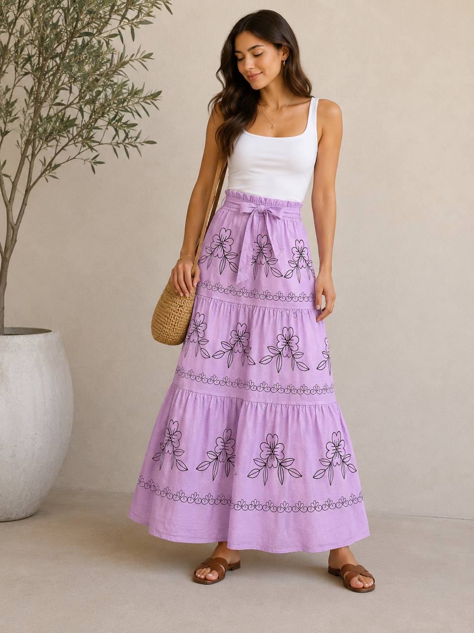 دامن طرح گل وارداتی زنانه از برند ( ZARA )