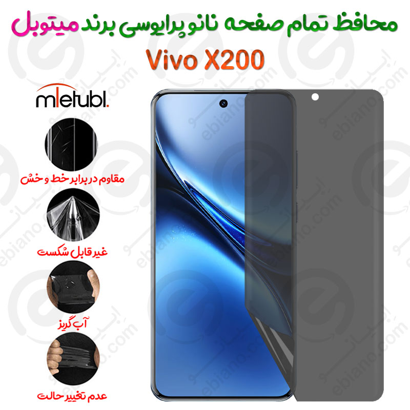 محافظ تمام صفحه نانو پرایوسی ویوو ایکس 200 برند میتوبل
