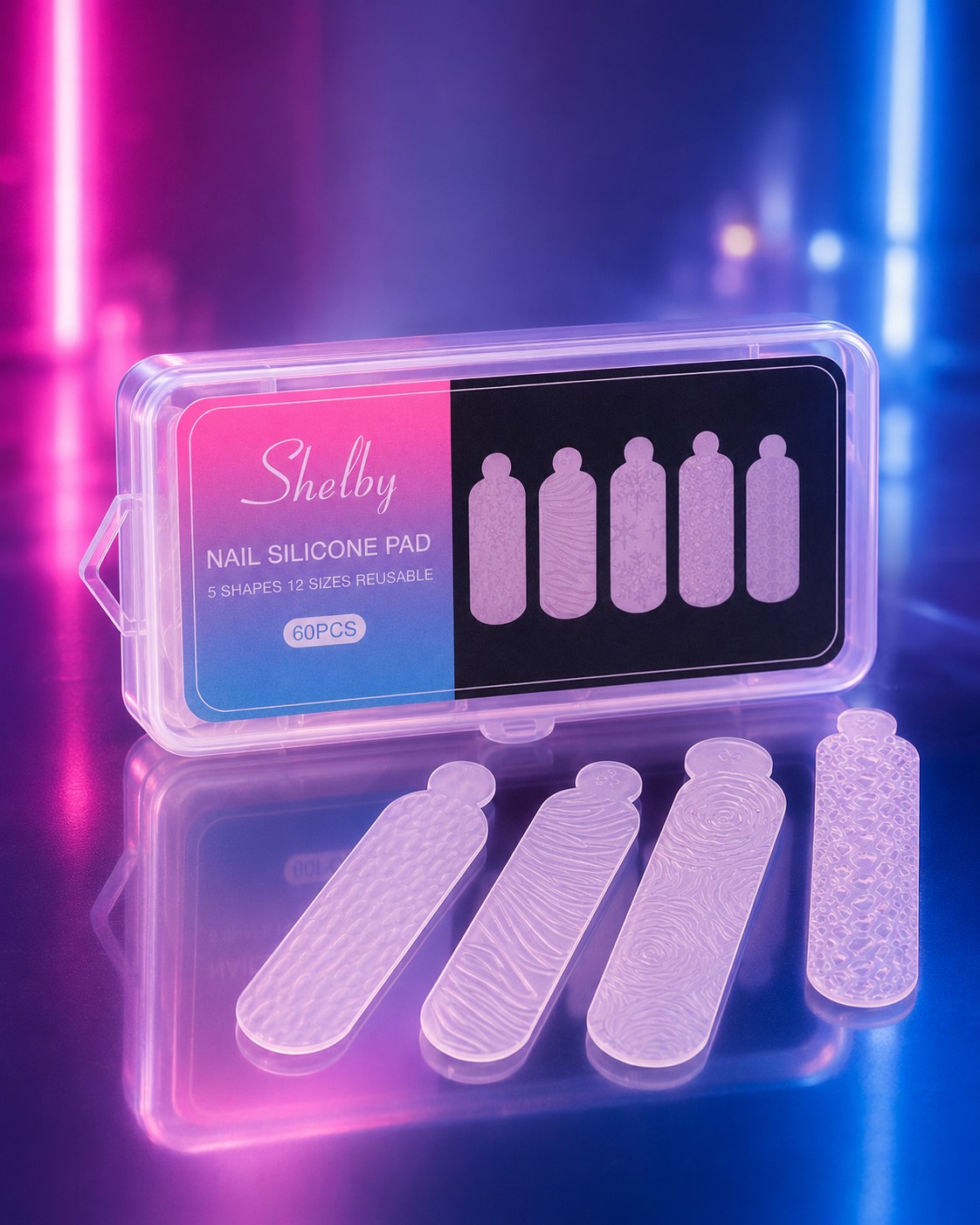 شابلون طراحی ناخن سیلیکونی - پنج طرح شلبی Shelby