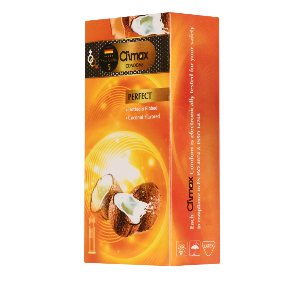 کاندوم خاردار و شیاردار و میوه ای کلایمکس مدل Perfect بسته 12 عددی