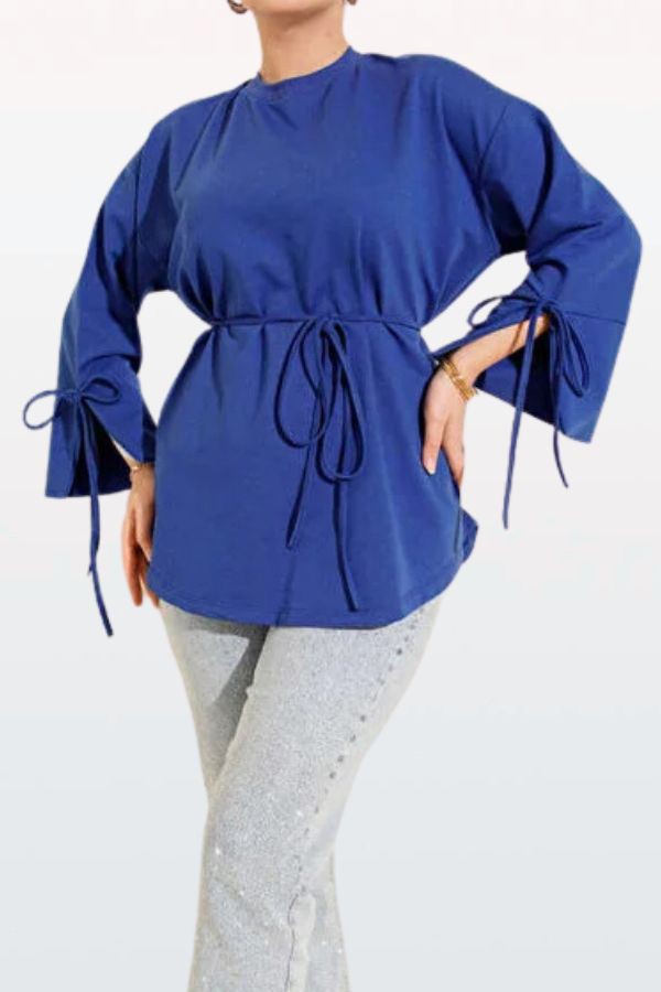 تونیک زنانه دو نخ آستین‌ بندی و یقه گرد Smy moda