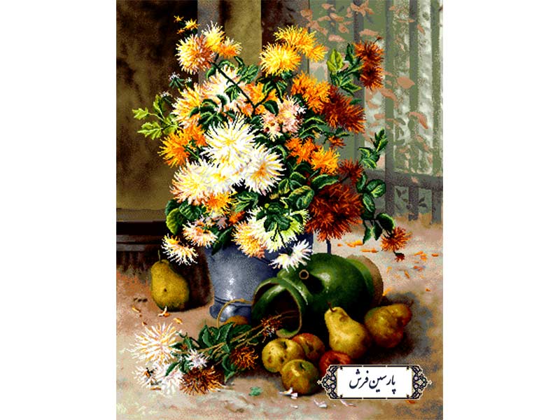 نخ و نقشه تابلو فرش طرح گل و میوه - کد NG1637