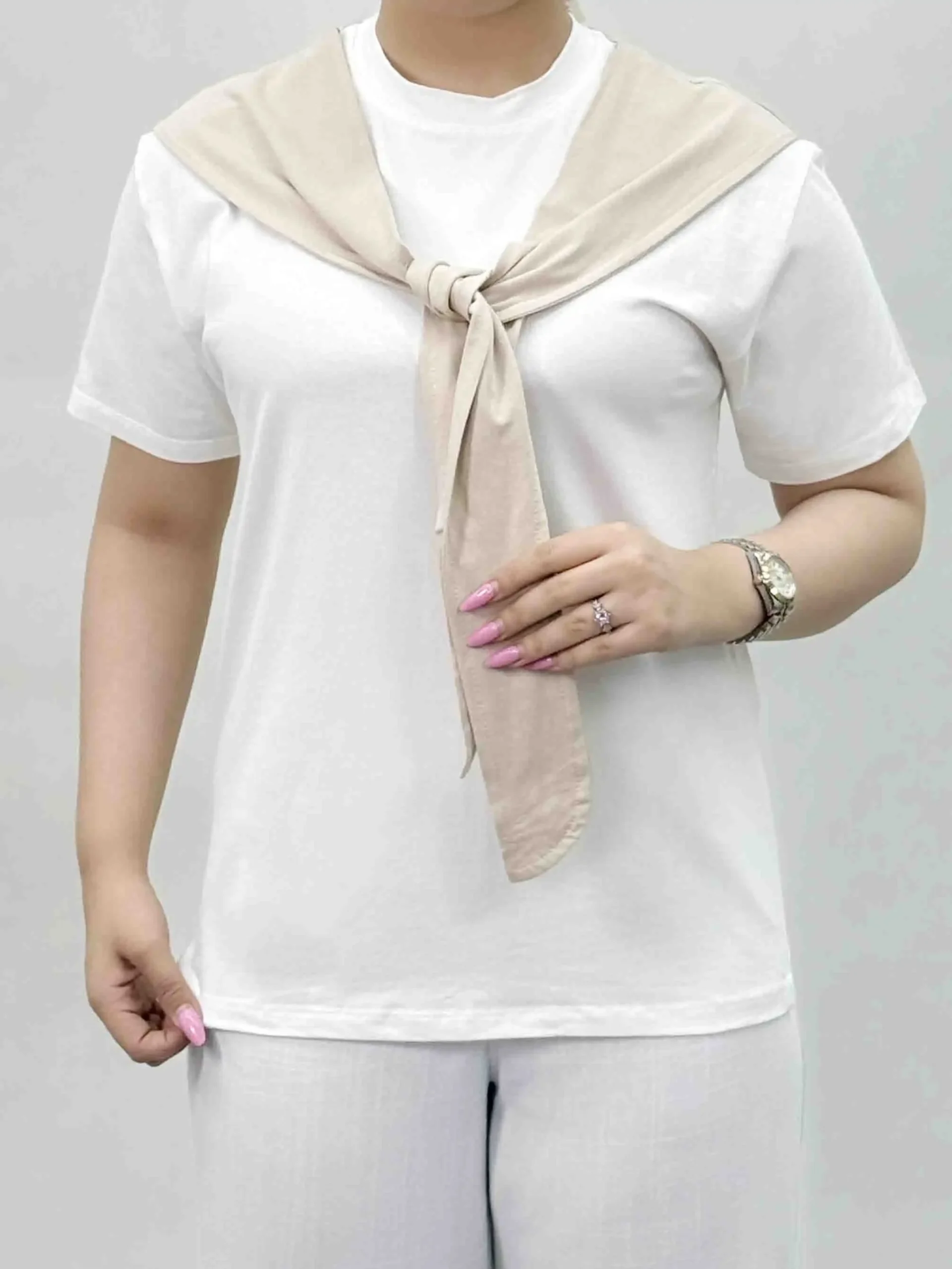 تیشرت جلو گره ای-11875 - موکا