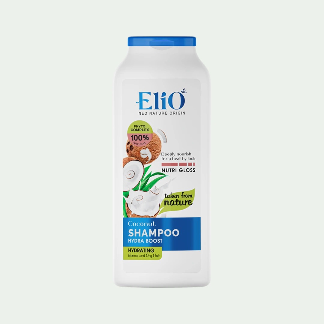 شامپو رطوبت رسان موهای نرمال نارگیل الیو 400 میل Elio coconut hydra boost shampoo