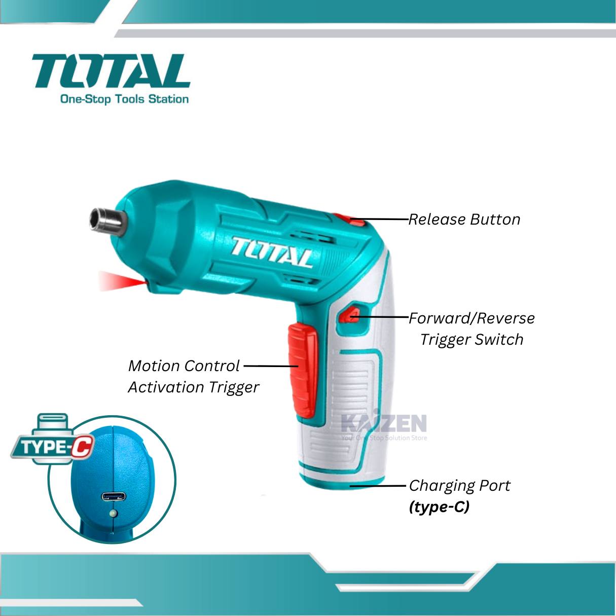 دریل پیچ گوشتی شارژی توتال مدل TSDLIO442