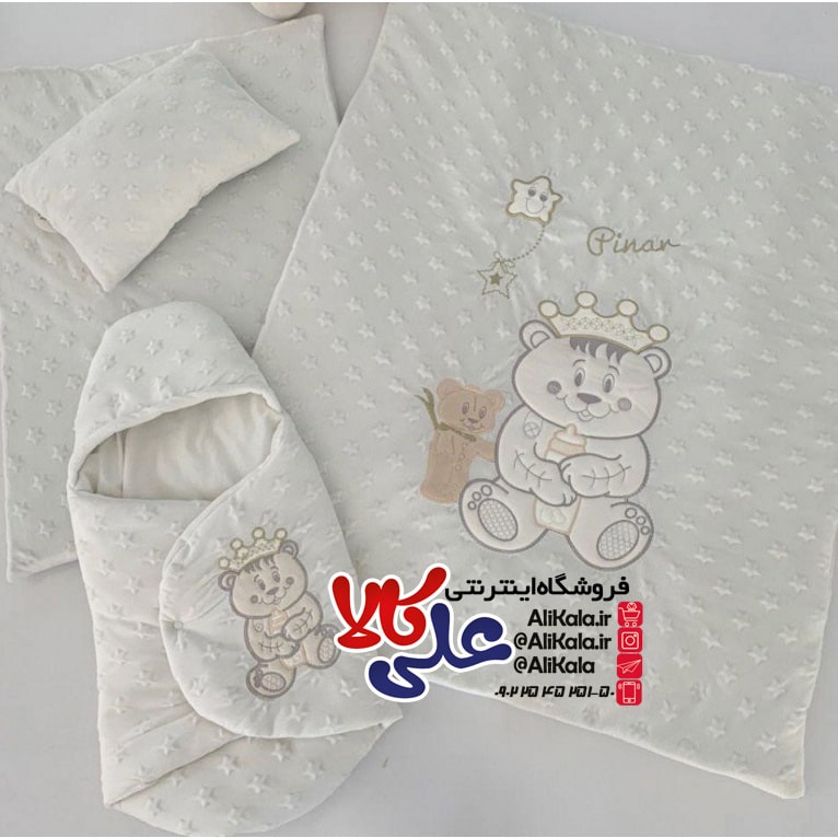 سرویس خواب مخمل پگاسوس طرح خرس و تاج کد 09