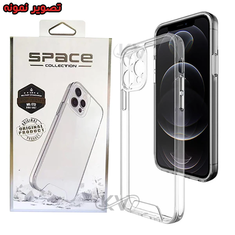 قاب پشت کریستالی با محافظ لنز آیفون 13 برند Space