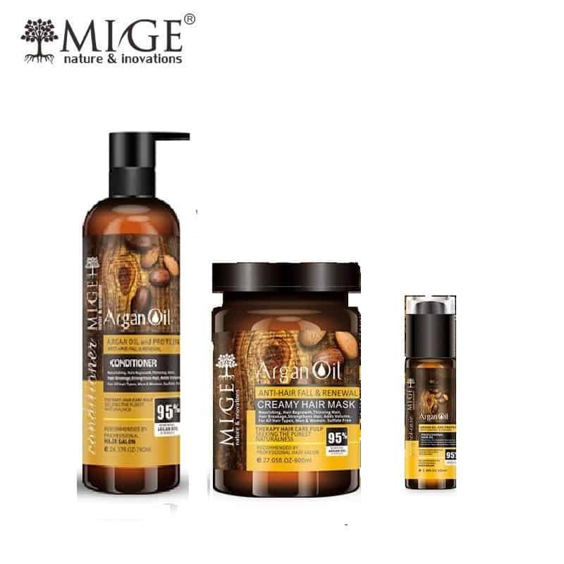 پک مراقبت مو شامپو و ماسک و روغن آرگان برند میگ Mige Argan Collection