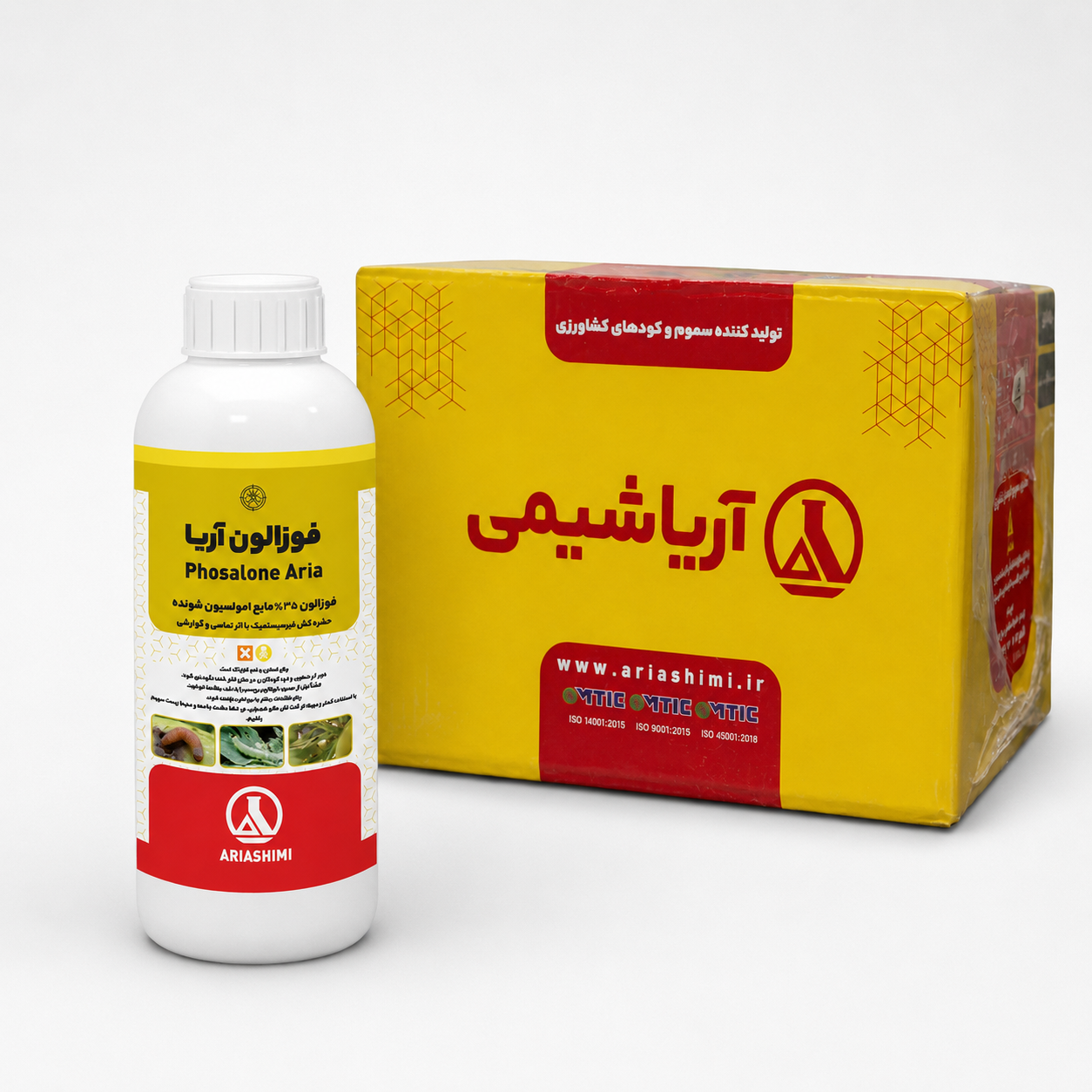 حشره‌کش فوزالون آریاشیمی ۳۵٪ EC یک لیتری (فروش عمده - کارتن ۱۲ عددی)