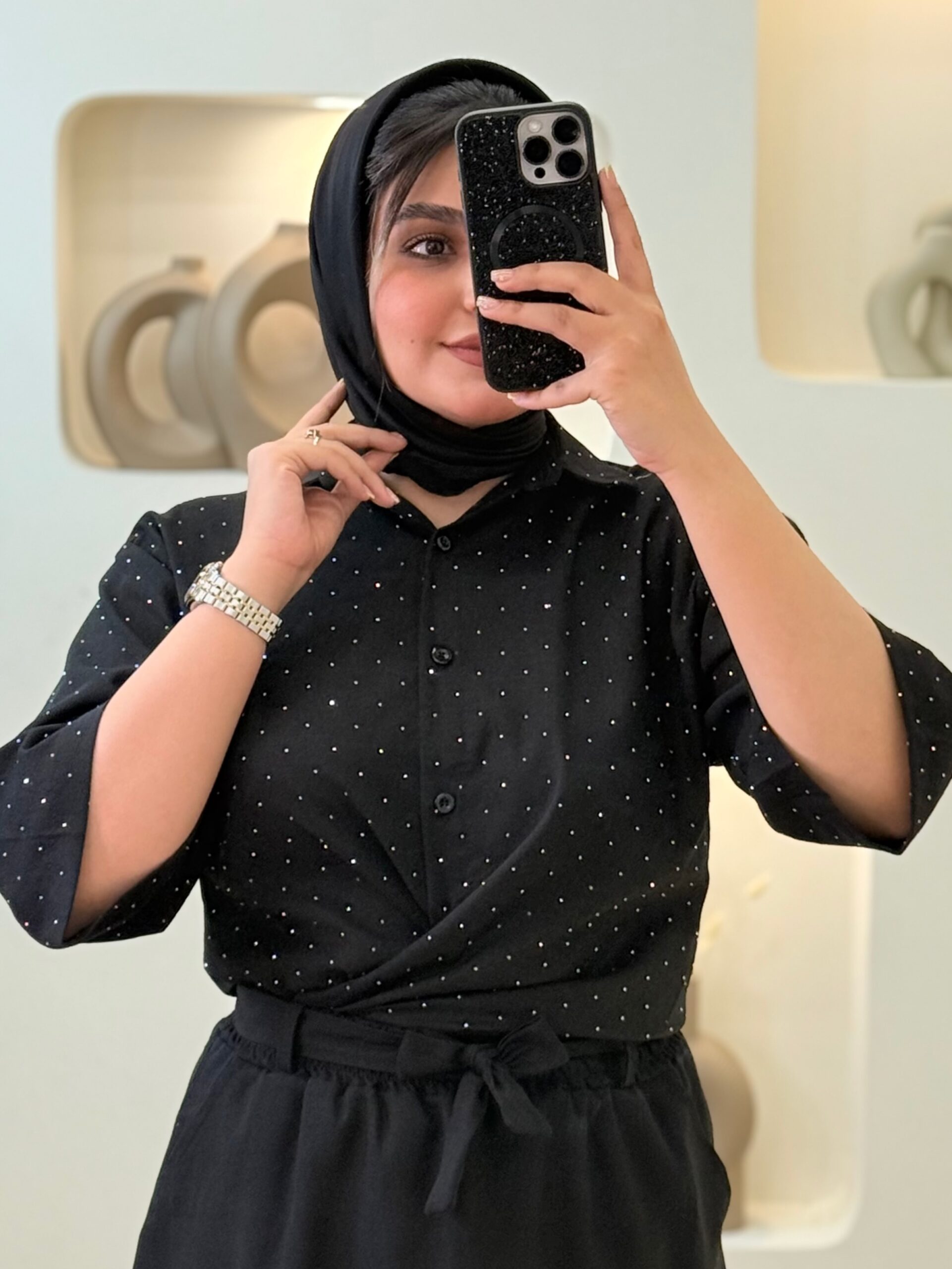 شومیز بقل چاکدار لنین نگیندار-10237 - نگین نقره ای
