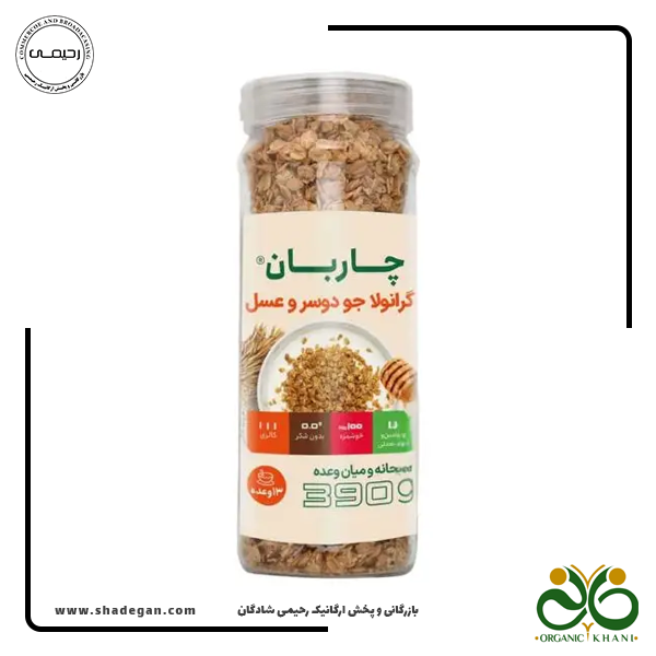 گرانولا جو دوسر و عسل چاربان وزن 390 گرم