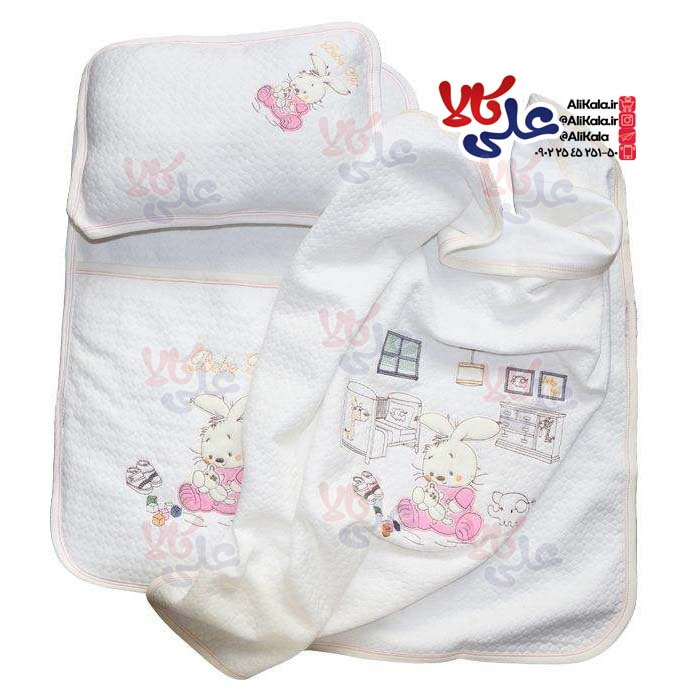 سرویس خواب 3 تکه نوزادی طرح خرگوش و خرس Hi Baby کد 01