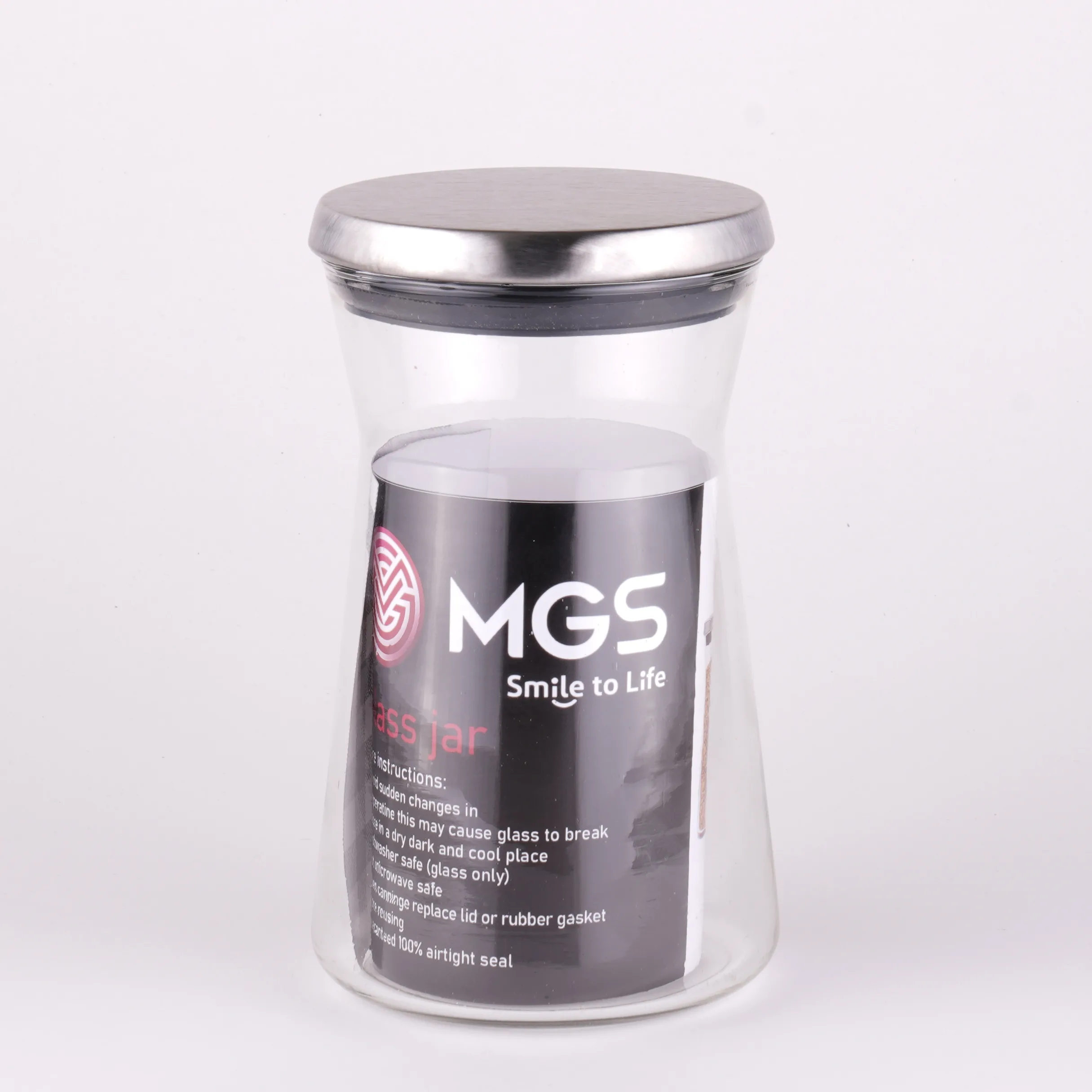 MGS -جا حبوبات شیشه ای با درب استیل 900b900s