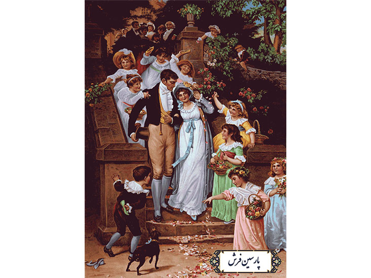 خرید نقشه و نخ تابلو فرش طرح عروس و داماد - کد NF2136