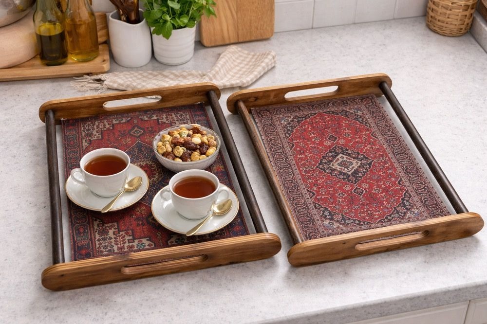 سینی چوبی طرح قالیچه
