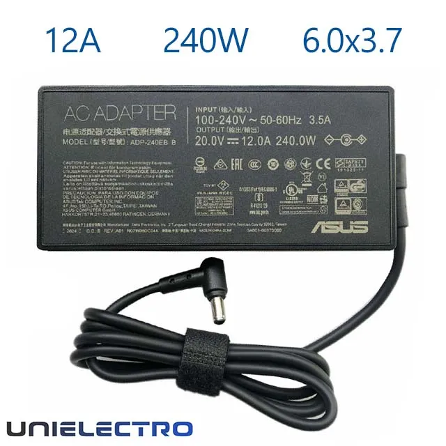آداپتور شارژر اورجینال لپ تاپ ایسوس 20V 12A سوزن دار 6.0×3.7mm