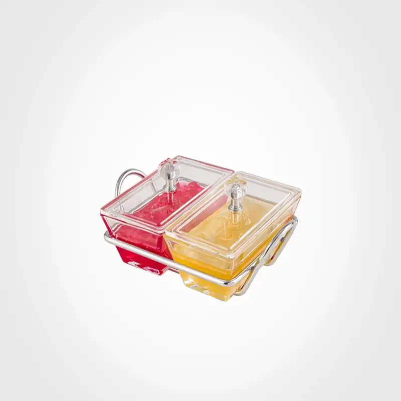 اردو خوری شیشه ای مستطیل 2 خانه لیمون کد 210300 - نقره-ای