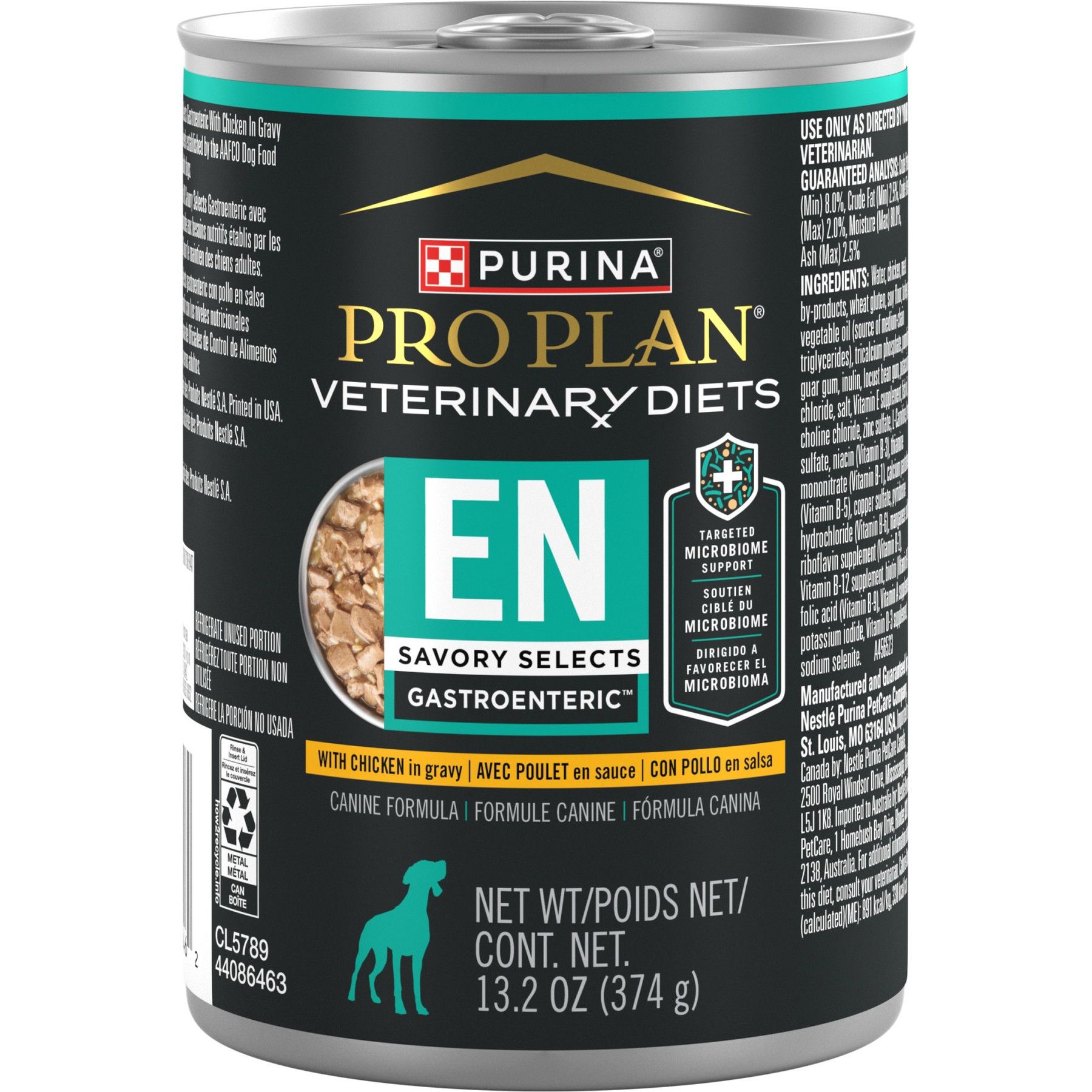 کنسرو تکه ای پورینا پرو پلن سگ بالغ EN گوارشی سیوری سلکتس مرغ ۱۲ عدد ۳۷۴ گرمی | Purina Pro Plan Veterinary Diets EN Savory Selects Chicken 12x13.2oz