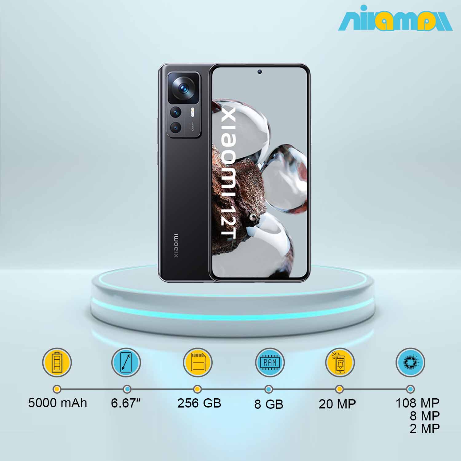 گوشی موبایل شیائومی مدل 12T 5G دو سیم کارت ظرفیت 256 گیگابایت و رم 8 گیگابایت