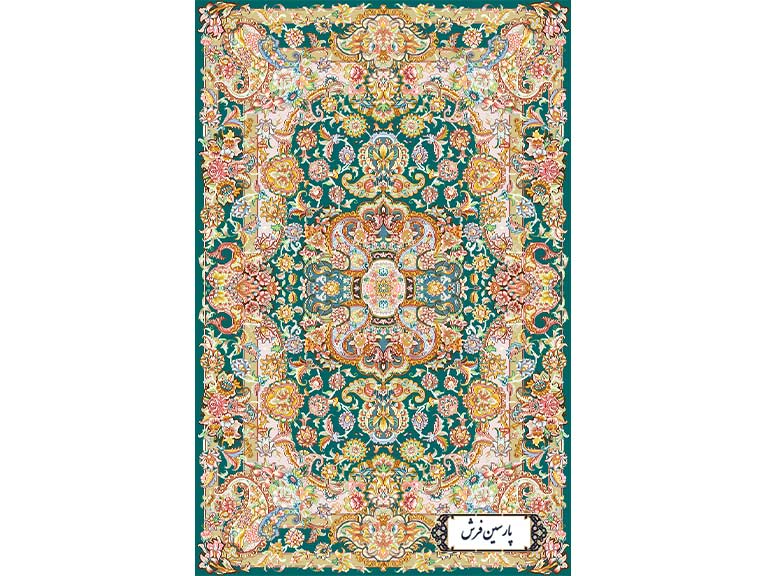 نخ و نقشه قالیچه طرح سالاری فیروزه ای - کد NZ2895