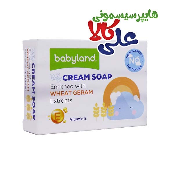 صابون کرمی بچه حاوی عصاره جوانه گندم بیبی لند 100 گرم