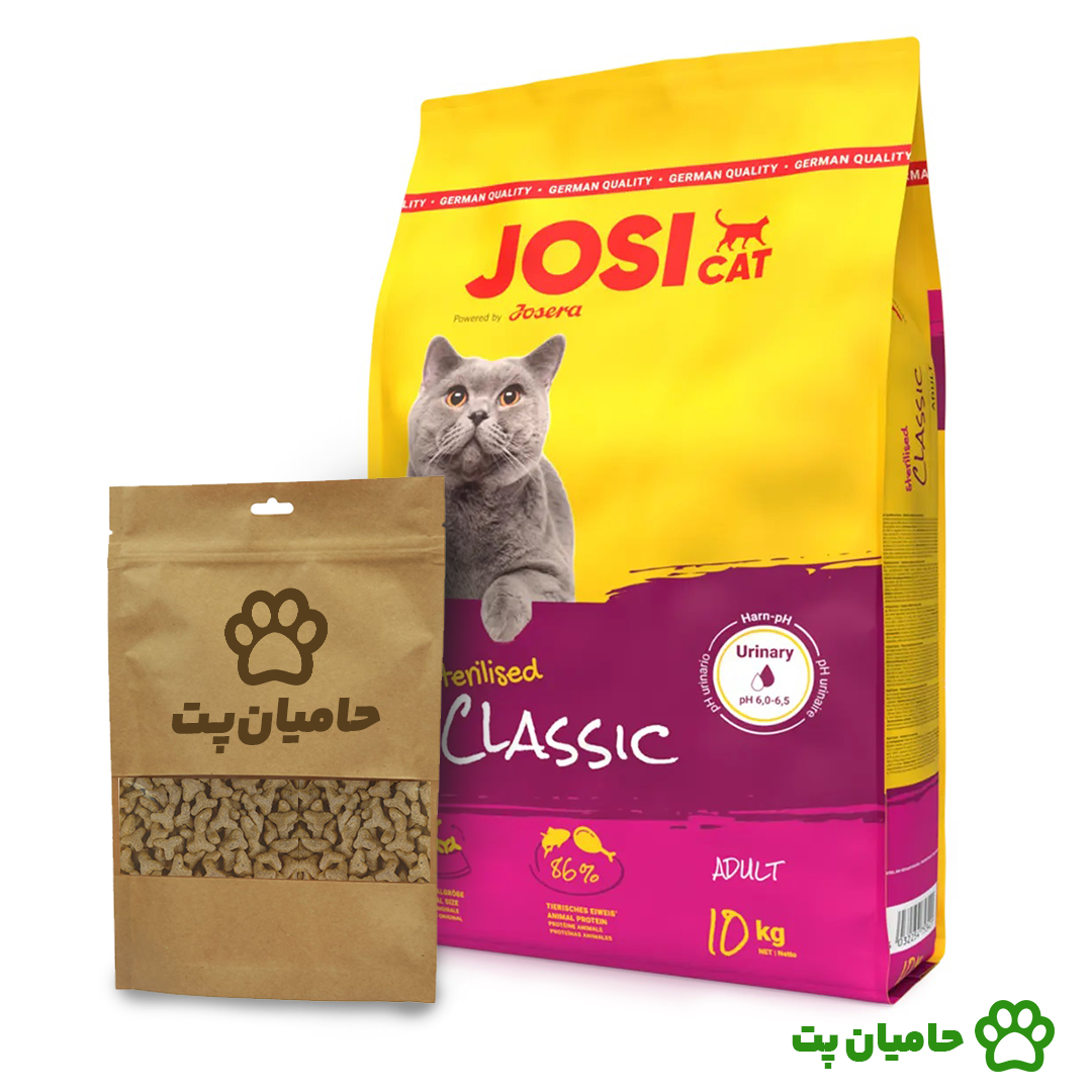 غذای گربه جوسی کت کلاسیک عقیم شده فله ای در بسته بندی زیپ کیپ