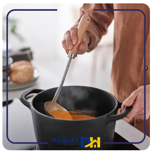 ملاقه استیل دسته چوبی ایکیا VARDAGEN