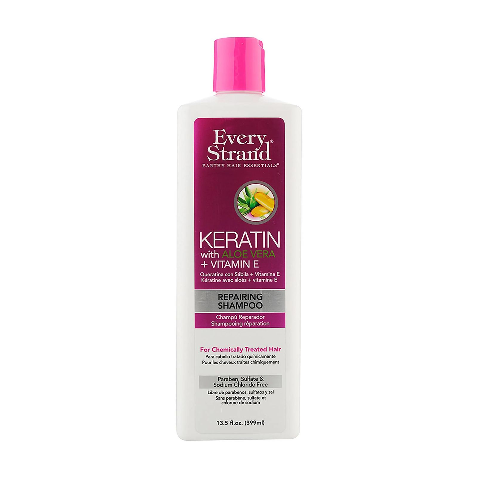 شامپو کراتینه آلوئه ورا اوری استرند ترمیم کننده 399 میل Every Strand keratin with aloe vera + vitamin e shampoo