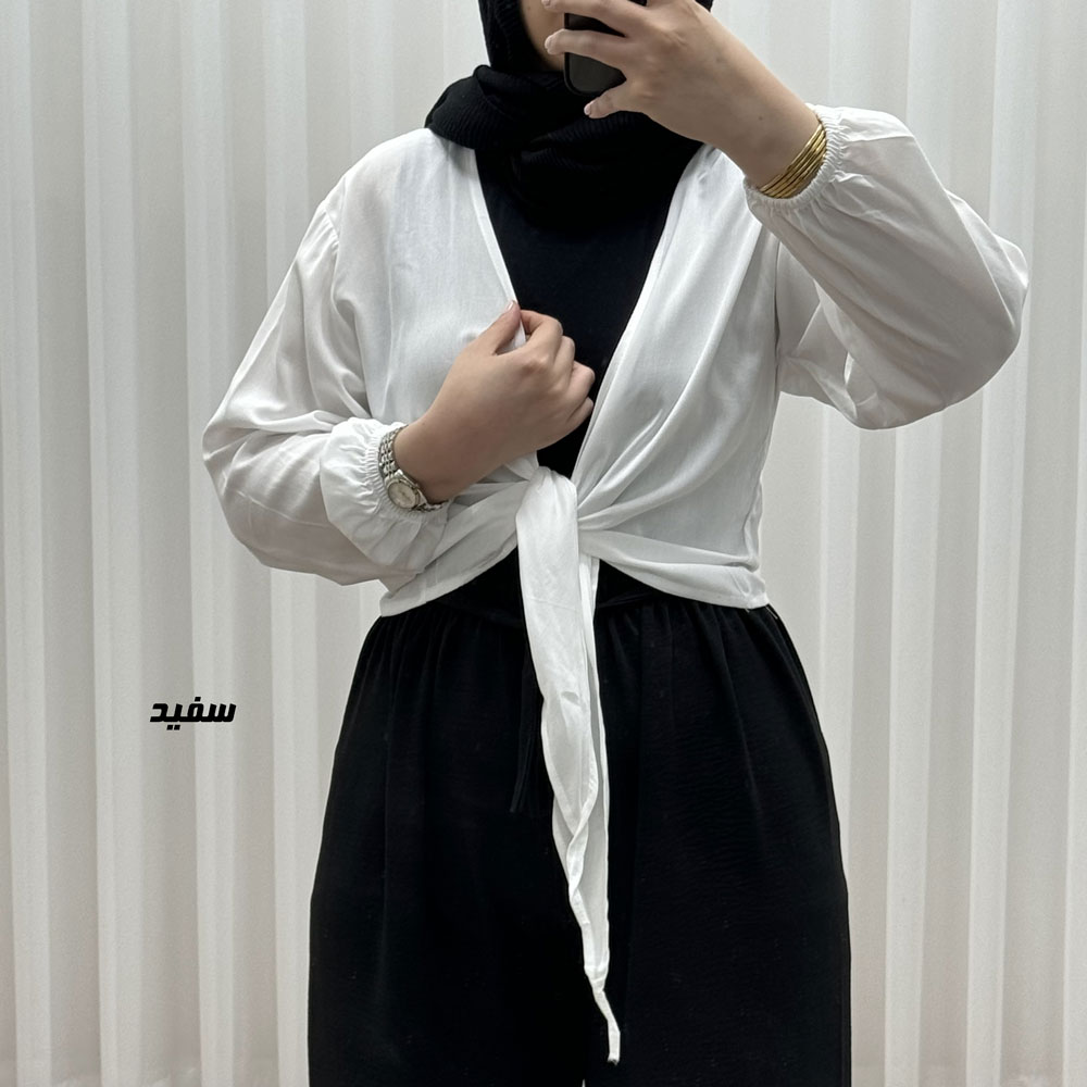 شومیز گره‌ای جنس نخی کد 1846 - سفید