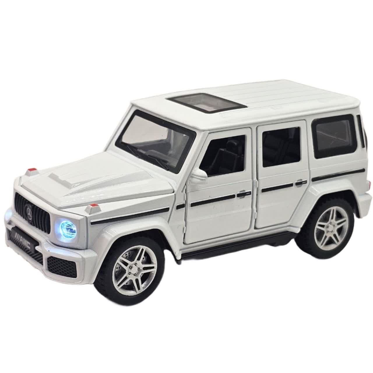 ماکت ماشین ناب سل مدل بنز جی کلاس فلزی چراغدار موزیکال کد BENZ G- CLASS NAAB002 به همراه استند
