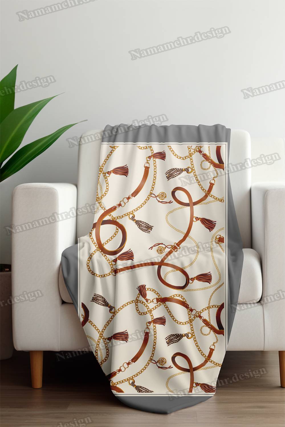 شال مبل طرح هرمس رنگ توسی کد L033