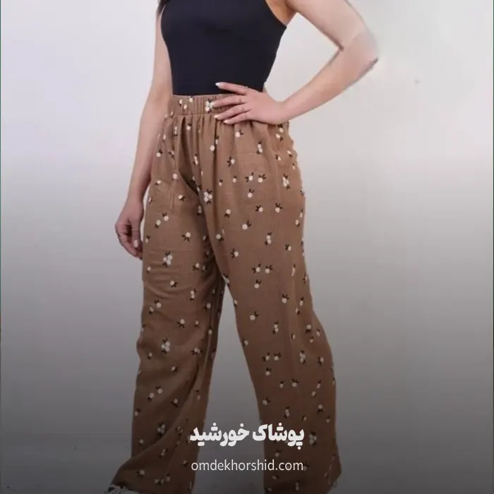 شلوار دامنی نخی گل گچی