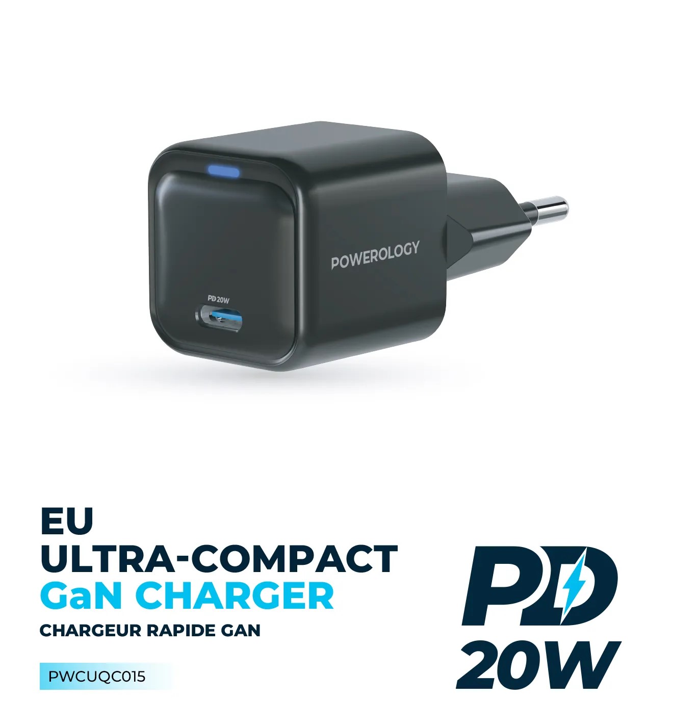 POWEROLOGY | شارژر دیواری 20 وات (Ultra-Compact 20W) پاورولوجی