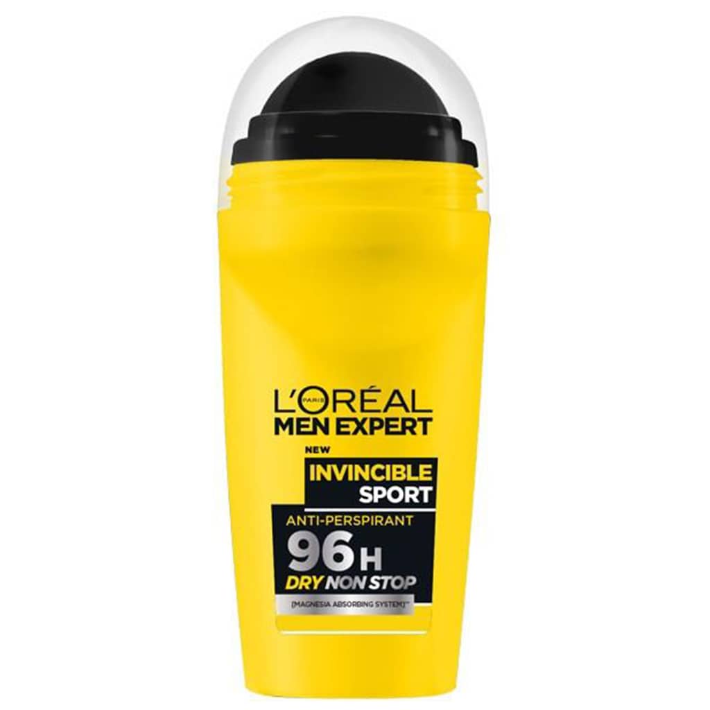 رول ضد تعریق مردانه لورآل | L'OREAL مدل INVINCIBLE زرد حجم 50 میل
