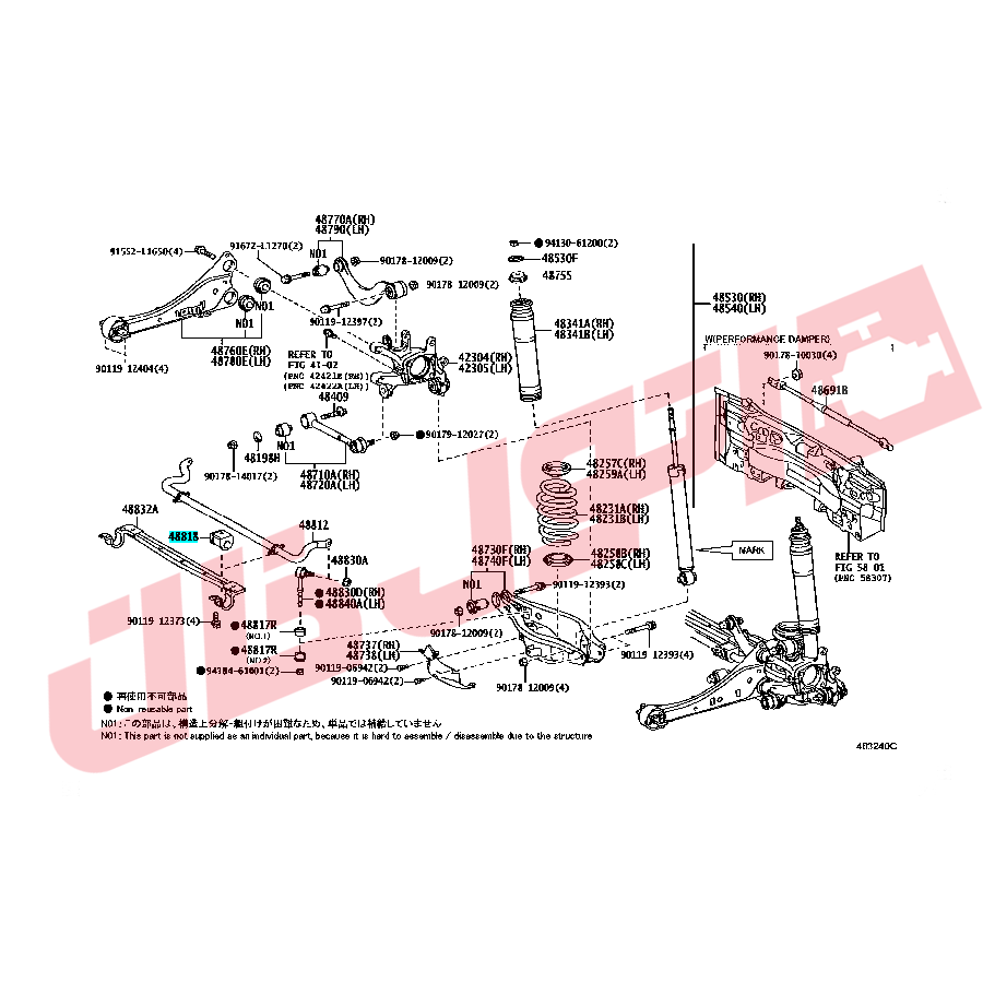 لاستیک چاکدار عقب لکسوس CT200 مدل 2016-2015